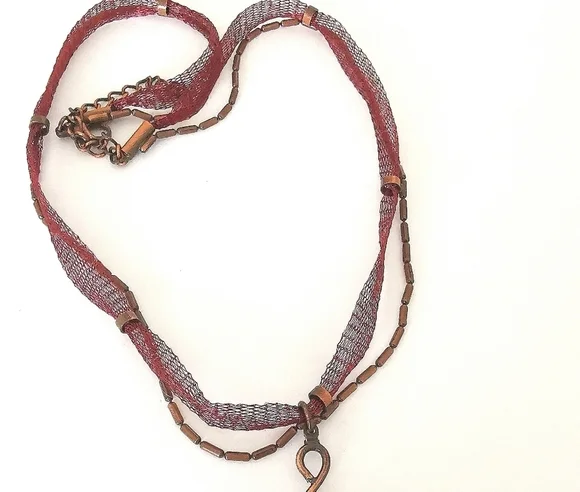 NWT Czech made necklace with tangerine crystals set in copper tone finish - Picture 4 of 6